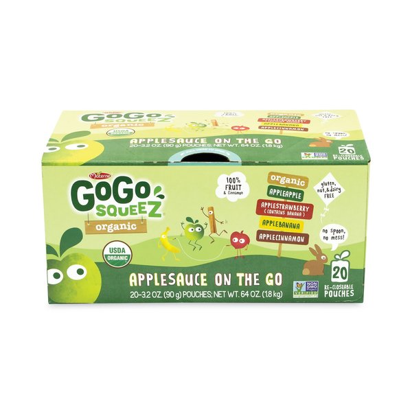 Gogo Squeez Fruit On The Go, Variety Applesauce, 3.2 oz Pouch, 20PK 212